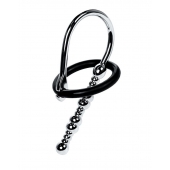 Серебристый уретральный плаг-бусины TOYFA Metal с мягким фиксириющим кольцом - ToyFa - купить с доставкой в Кемерово