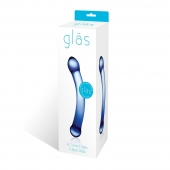 Синий изогнутый фаллоимитатор Curved G-Spot Glass Dildo - 16 см. - Glas