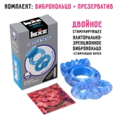 Голубое эрекционное виброкольцо Luxe VIBRO  Дьявол в доспехах  + презерватив - Luxe - в Кемерово купить с доставкой