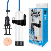 Прозрачная вакуумная вибропомпа Sex Expert с насадкой-вагиной - Sex Expert - в Кемерово купить с доставкой