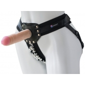 Черный пояс-трусики с насадкой  Гламур Dana  - 15,5 см. - LOVETOY (А-Полимер) - купить с доставкой в Кемерово