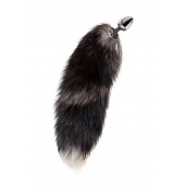 Серебристая металлическая анальная втулка с хвостом чернобурой лисы - размер S - ToyFa - купить с доставкой в Кемерово