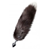 Серебристая металлическая анальная втулка с хвостом чернобурой лисы - размер S - ToyFa - купить с доставкой в Кемерово