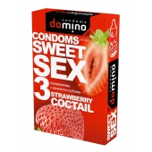 Презервативы для орального секса DOMINO Sweet Sex с ароматом клубничного коктейля  - 3 шт. - Domino - купить с доставкой в Кемерово