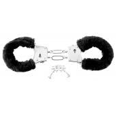 Меховые чёрные наручники Beginner s Furry Cuffs - Pipedream - купить с доставкой в Кемерово