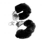 Металлические наручники Furry Love Cuffs с черным мехом - Pipedream - купить с доставкой в Кемерово