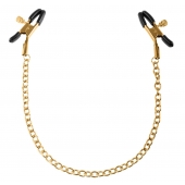 Чёрные с золотом зажимы на соски Gold Chain Nipple Clamps - Pipedream - купить с доставкой в Кемерово