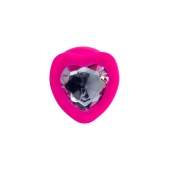 Розовая анальная втулка Diamond Heart с прозрачным кристаллом - 9,5 см. - ToyFa - купить с доставкой в Кемерово