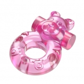 Розовое эрекционное виброкольцо на пенис Pink Bear - Baile - в Кемерово купить с доставкой