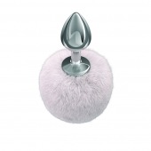 Серебристая анальная пробка с белым пушистым хвостиком Twinkle - Lola Games - купить с доставкой в Кемерово