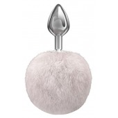 Серебристая анальная пробка с белым пушистым хвостиком Twinkle - Lola Games - купить с доставкой в Кемерово