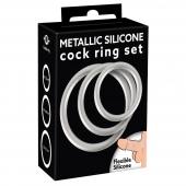 Набор из 3 эрекционных колец под металл Metallic Silicone Cock Ring Set - Orion - в Кемерово купить с доставкой