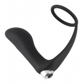 Черное эрекционное кольцо с анальной вибропробкой Vibrating Ring   Plug - Orion - в Кемерово купить с доставкой