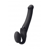 Черный безремневой вибрострапон Silicone Bendable Strap-On M - Strap-on-me - купить с доставкой в Кемерово