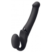 Черный безремневой вибрострапон Silicone Bendable Strap-On M - Strap-on-me - купить с доставкой в Кемерово