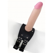 Черный узкий пояс на бедро с телесной насадкой - LOVETOY (А-Полимер) - купить с доставкой в Кемерово