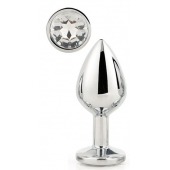 Серебристая анальная втулка с прозрачным кристаллом - 7,1 см. - Dream Toys - купить с доставкой в Кемерово
