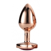 Золотистая анальная втулка с кристаллом-сердечком розового цвета - 7,1 см. - Dream Toys - купить с доставкой в Кемерово