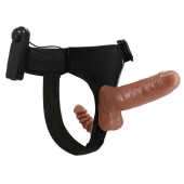 Страпон с вагинальной пробкой и вибрацией Ultra Passionate Harness - 16 см. - Baile - купить с доставкой в Кемерово
