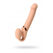 Телесный безремневой вибрострапон Vibrating Bendable Strap-On L - Strap-on-me - купить с доставкой в Кемерово
