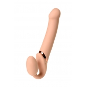 Телесный безремневой вибрострапон Vibrating Bendable Strap-On L - Strap-on-me - купить с доставкой в Кемерово