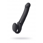 Черный безремневой вибрострапон Vibrating Bendable Strap-On L - Strap-on-me - купить с доставкой в Кемерово