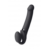 Черный безремневой вибрострапон Vibrating Bendable Strap-On L - Strap-on-me - купить с доставкой в Кемерово