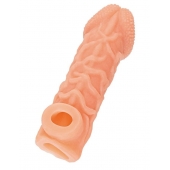 Телесная закрытая насадка с венками Cock Sleeve Size S - 13,8 см. - KOKOS - в Кемерово купить с доставкой