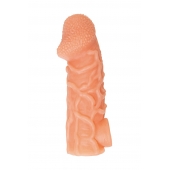 Телесная закрытая насадка с венками Cock Sleeve Size L - 17,6 см. - KOKOS - в Кемерово купить с доставкой