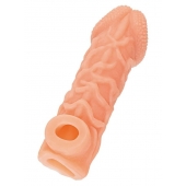 Телесная закрытая насадка с венками Cock Sleeve Size L - 17,6 см. - KOKOS - в Кемерово купить с доставкой