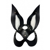 Черная маска зайки с белым мехом на ушках Miss Bunny - БДСМ Арсенал - купить с доставкой в Кемерово
