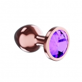 Пробка цвета розового золота с фиолетовым кристаллом Diamond Amethyst Shine S - 7,2 см. - Lola Games - купить с доставкой в Кемерово