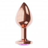 Пробка цвета розового золота с фиолетовым кристаллом Diamond Amethyst Shine S - 7,2 см. - Lola Games - купить с доставкой в Кемерово