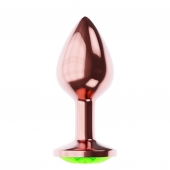 Пробка цвета розового золота с лаймовым кристаллом Diamond Emerald Shine S - 7,2 см. - Lola Games - купить с доставкой в Кемерово