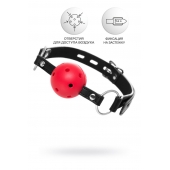 Красный кляп-шар на черных ремешках - ToyFa - купить с доставкой в Кемерово