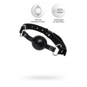 Черный кляп-шар на кожаных ремешках Anonymo - ToyFa - купить с доставкой в Кемерово