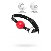 Красный кляп-шар на черных ремешках Anonymo - ToyFa - купить с доставкой в Кемерово