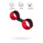 Красно-черные велюровые наручники Anonymo - ToyFa - купить с доставкой в Кемерово