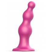 Розовая насадка Strap-On-Me Dildo Plug Beads size S - Strap-on-me - купить с доставкой в Кемерово