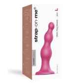 Розовая насадка Strap-On-Me Dildo Plug Beads size L - Strap-on-me - купить с доставкой в Кемерово