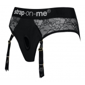Черные трусики для насадок Diva Lingerie Harness - size S - Strap-on-me - купить с доставкой в Кемерово