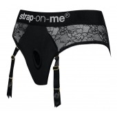 Черные трусики для насадок Diva Lingerie Harness - size L - Strap-on-me - купить с доставкой в Кемерово