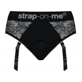 Черные трусики для насадок Diva Lingerie Harness - size L - Strap-on-me - купить с доставкой в Кемерово