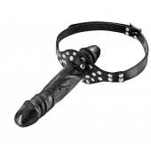 Черный кляп-фаллоимитатор Double Penis Gag - Fetish Tentation - купить с доставкой в Кемерово