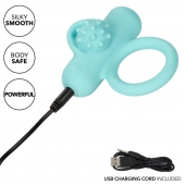 Аквамариновое эрекционное виброкольцо Silicone Rechargeable Nubby Lover’s Delight - California Exotic Novelties - в Кемерово купить с доставкой