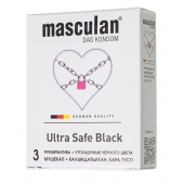 Ультрапрочные презервативы Masculan Ultra Safe Black - 3 шт. - Masculan - купить с доставкой в Кемерово