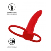 Красная насадка на пенис для двойного проникновения Black Red - 16,5 см. - ToyFa - купить с доставкой в Кемерово
