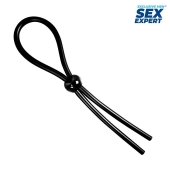 Черное силиконовое лассо с шариком для утяжки - Sex Expert - в Кемерово купить с доставкой
