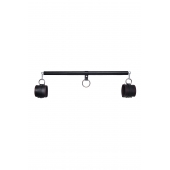 Черная распорка для ног с кожаными манжетами - Pecado - купить с доставкой в Кемерово