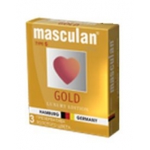 Презервативы Masculan Ultra Gold с золотым напылением и ароматом ванили - 3 шт. - Masculan - купить с доставкой в Кемерово